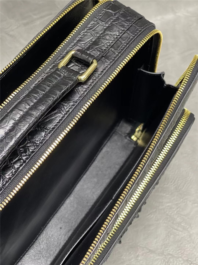 Exotic Alligator Leather Zipper Closure Men's Portfolio Bag Working Briefcase Genuine Crocodile Skin Male Handbag