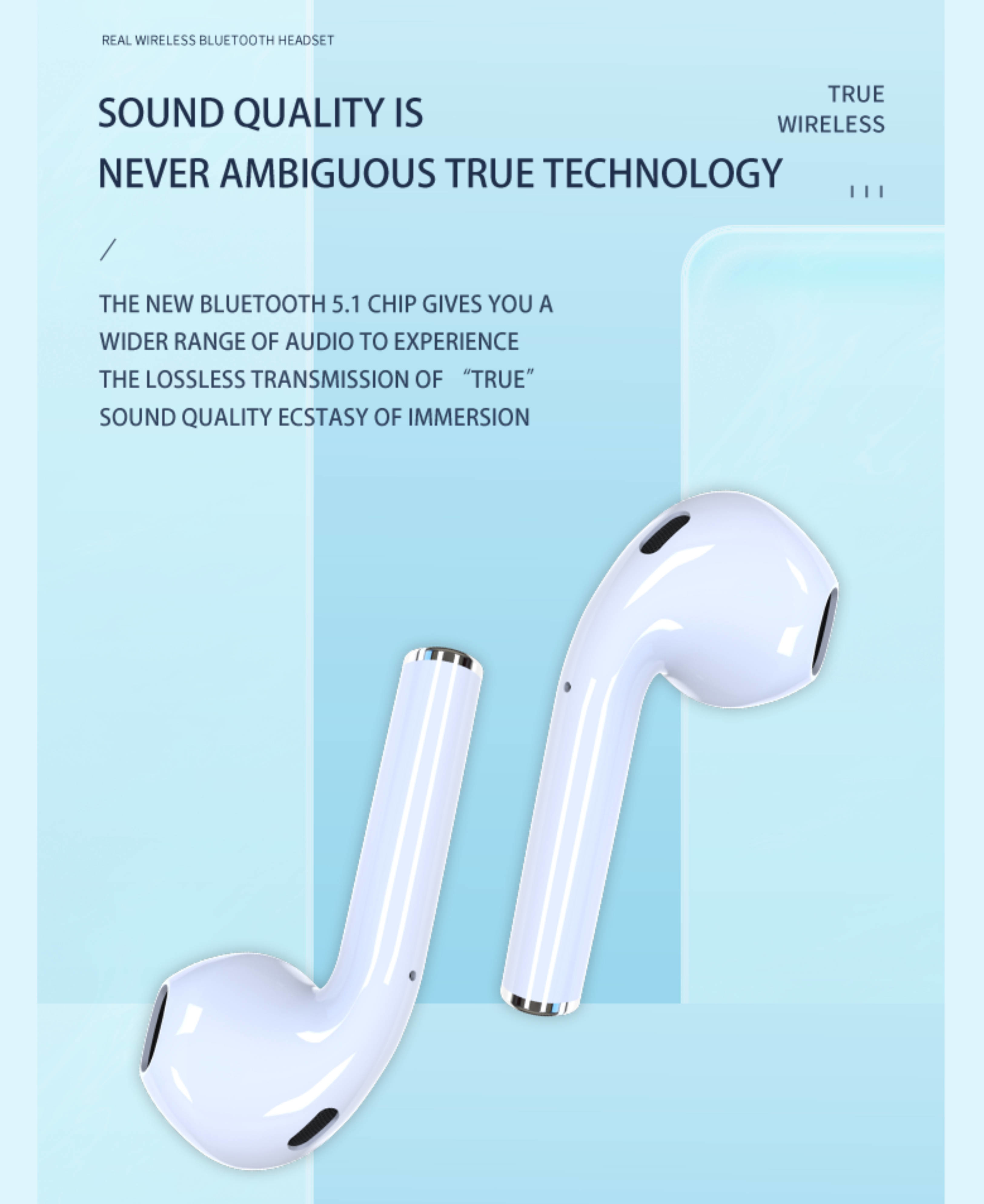 Good Sounding Wireless Earbuds Bluetooth In Ear Detection Lightweight For Fitness