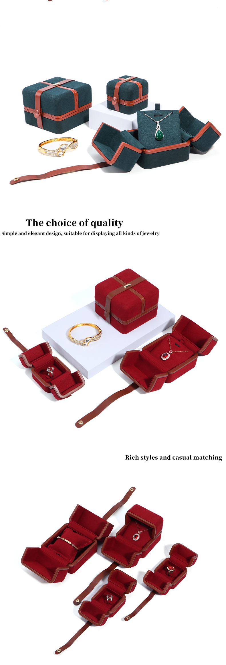 Hanhong Jewelry Box for Custom Logo Green Earrings Bracelet Necklace Ring Packaging