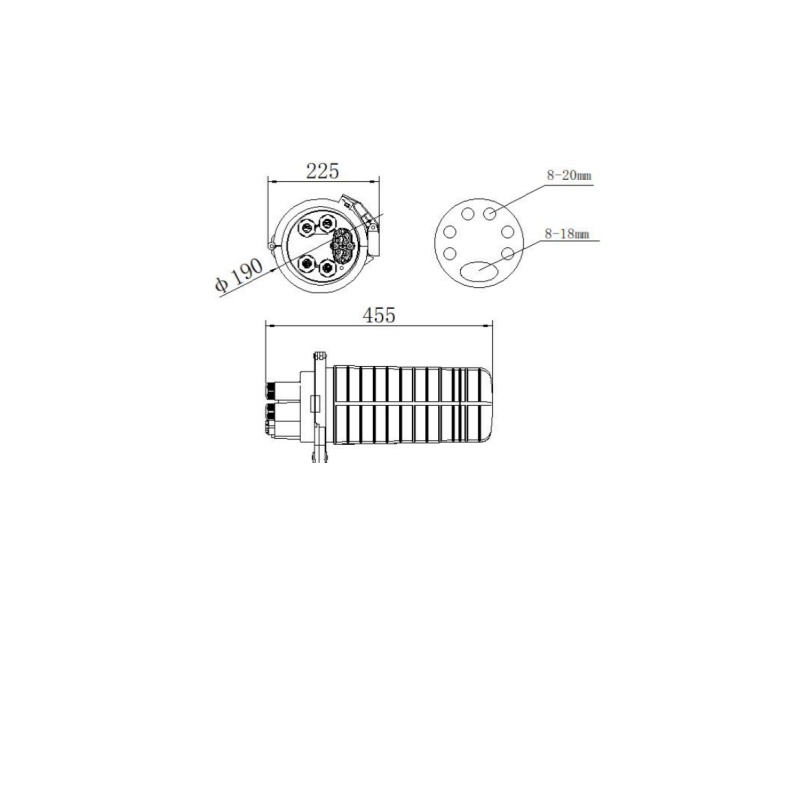 Max 6 Trays Installed IP68 Dome Type Splice Closure for 4-144 Fibre Optic Connections