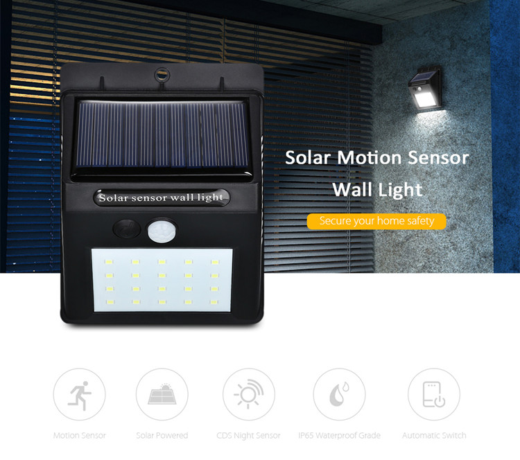 Warm / Cool White Solar LED Motion Sensor Waterproof Wall Light 3 Years Warranty