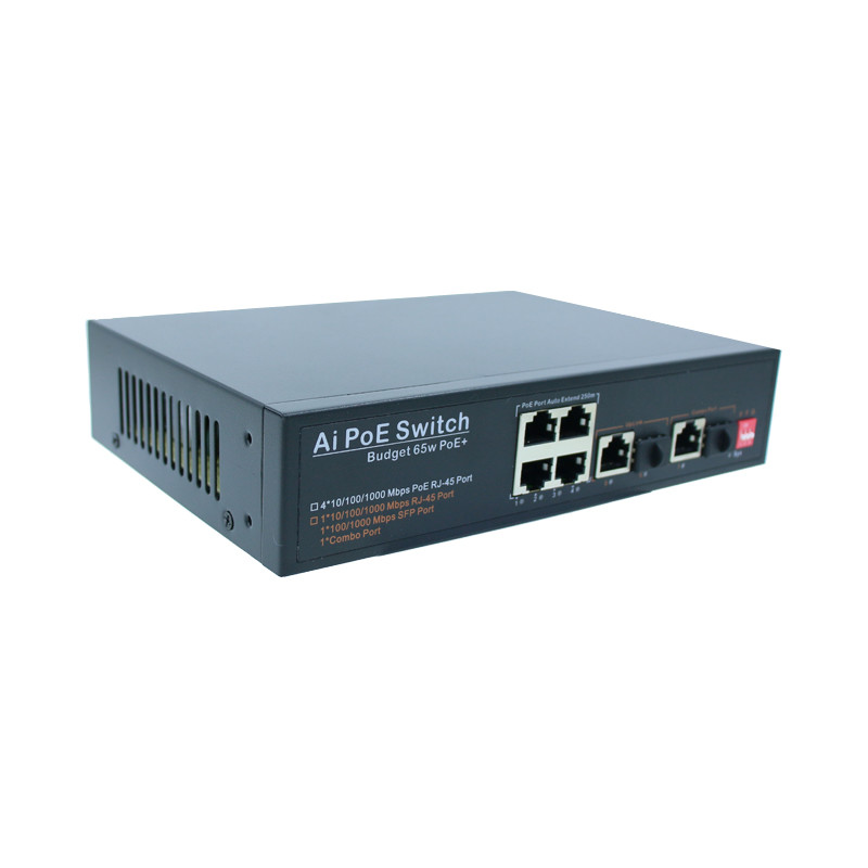 IEEE802.3x Industrial Unmanaged POE Switch Fiber Optic POE Switch 7 Gigabit Ports
