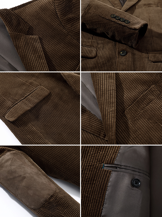 end Corduroy Casual Suit Jacket for Men Single Breasted Closure and Vintage Cotton