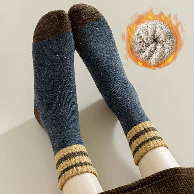 Soft Cozy Merino Wool Socks Striped Colorful Thermal Warm Socks