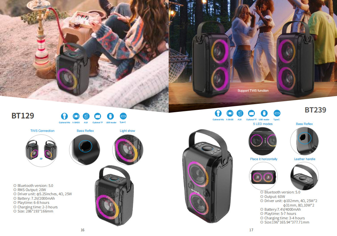 60W Waterproof IPX5 Bluetooth Wireless Speaker with TWS, DSP, TF Card, Equalizer & Subwoofer