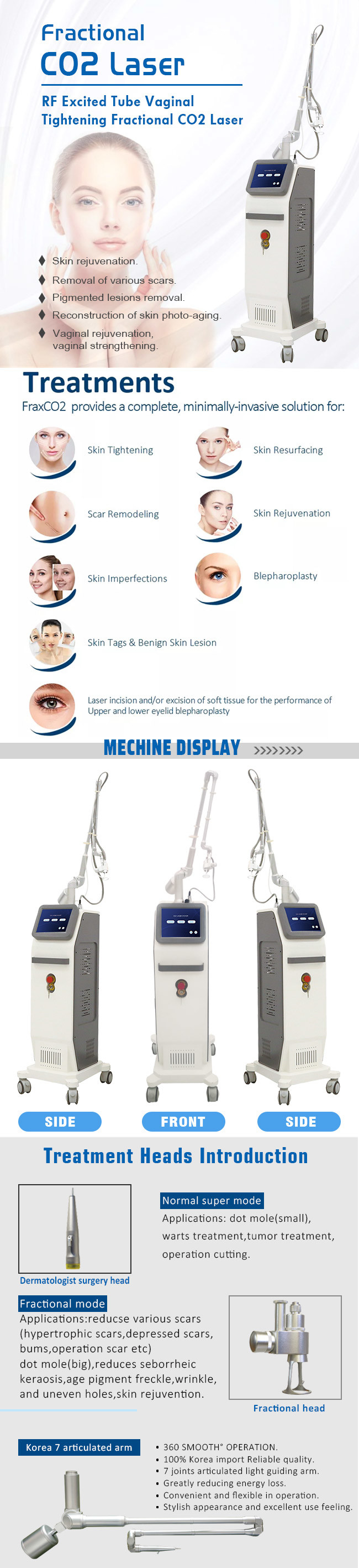 OEM Water Cooling Co2 Fractional Laser Machine Face Lift