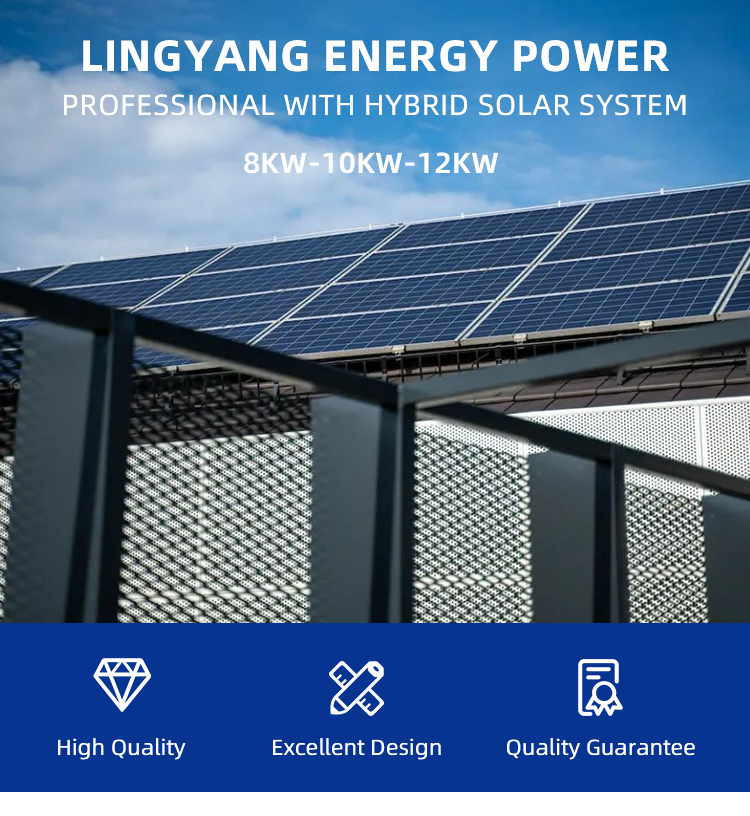 Hybrid Solar Panel Power System 8KW 10KW With Lithium Battery 48VDC