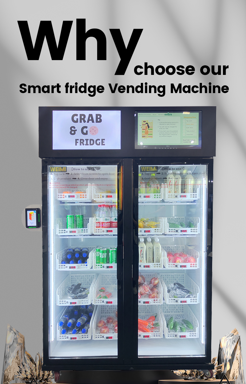 For European market smart fridge vending machine to sell snack drink with card reader