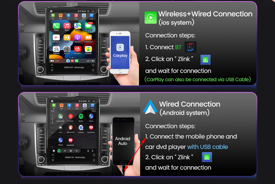 Uniersal Car Model 9.7 inch 2 din Double Din Android 12 Car DVD Player with GPS and Bluetooth