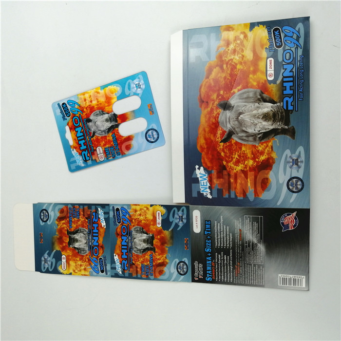 Rhino Blister Card Packaging 350g whiteboard Male Enhancement Capsule