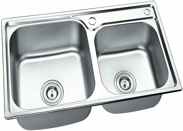 Kitchen Standard Stainless Steel Sink Bowl With Drainers , Sliver Color