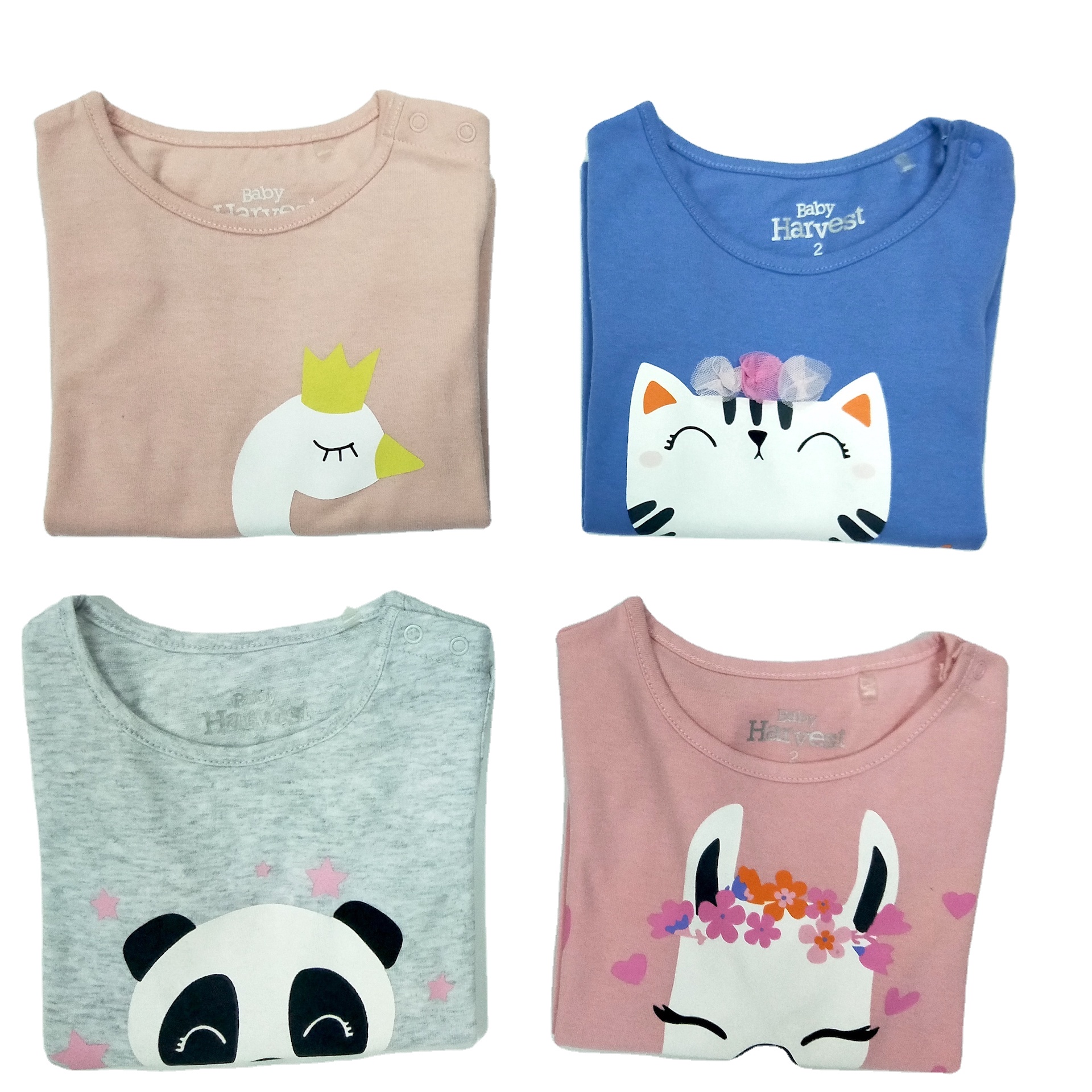 Newborn Baby Girls Long Sleeve Tops in 100% Cotton Fabric with Round Neck Design