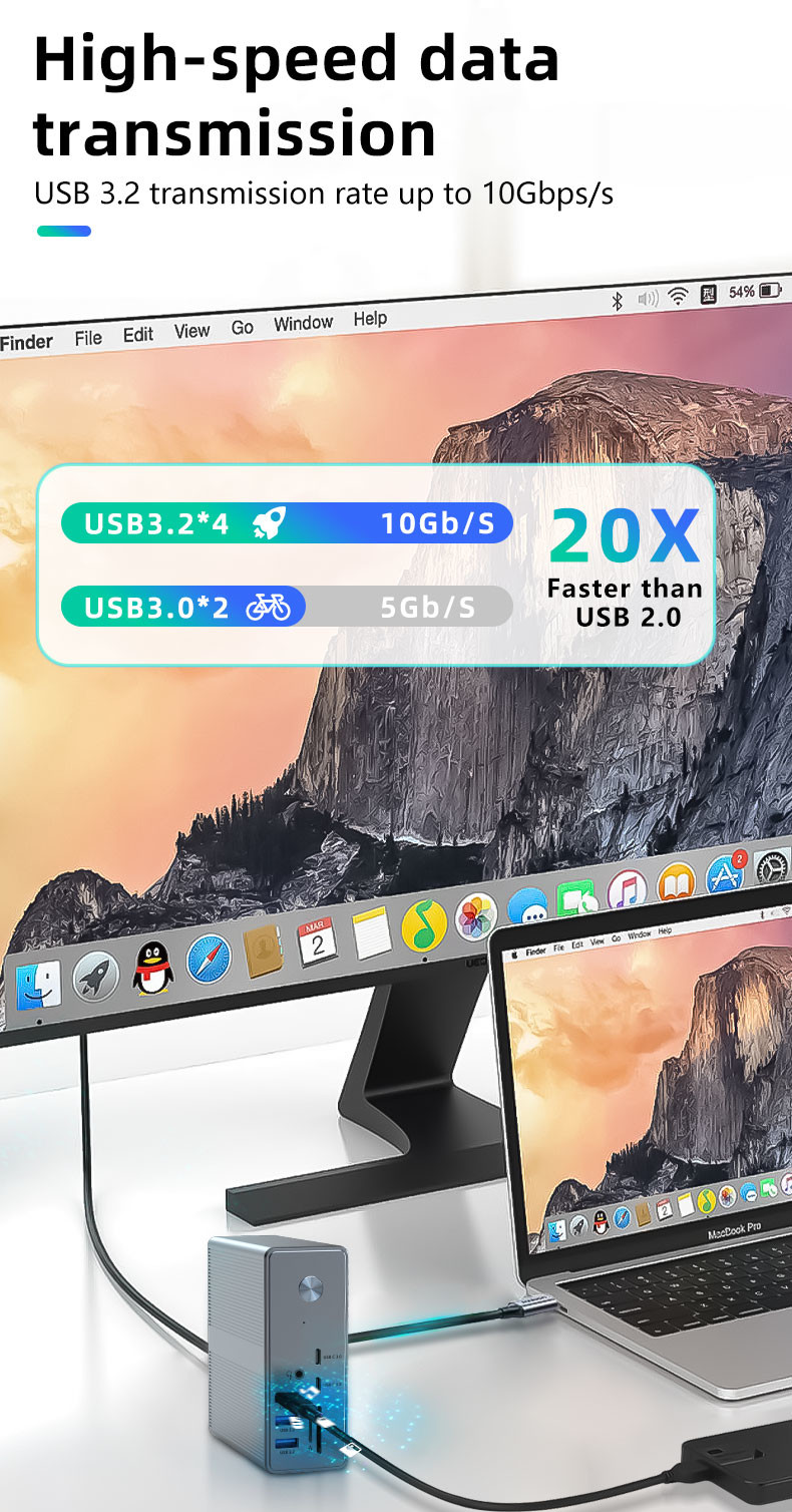 USB A Port Multi-functional Docking Station Performance with Cooling And Ventilation and Heat Dissipation