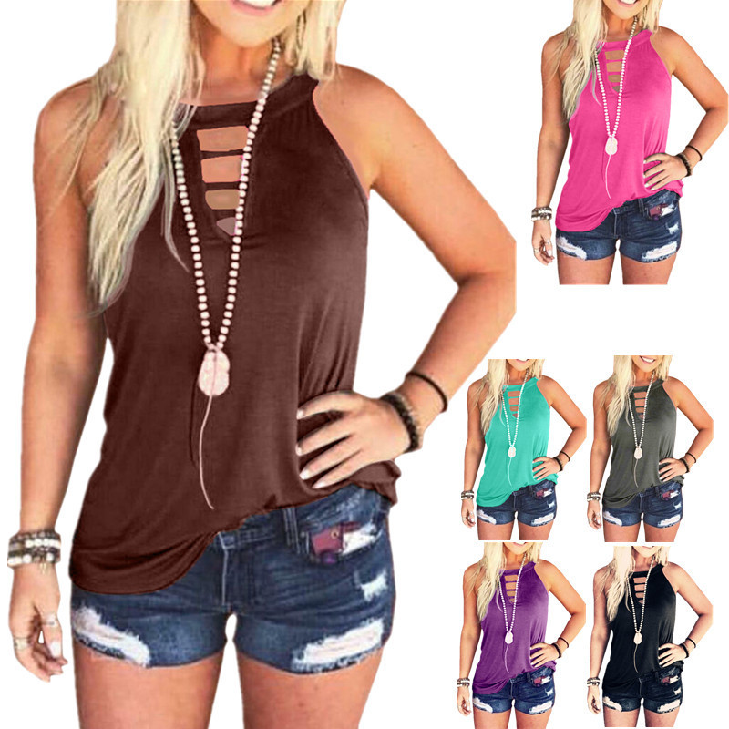 Spring Elegant Korean Halter Neck Vest OEM Plain Dyed Ladies Stylish Tops