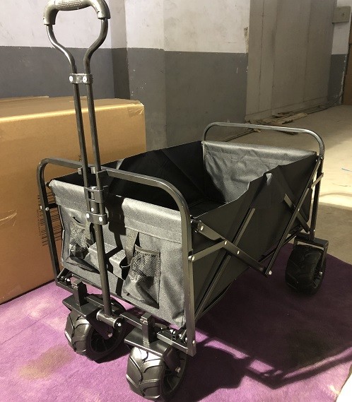 7" PU Wheel Folding Garden Carts Wide Beach Cart Trolley 70kgs