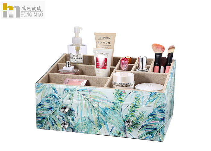 Stackable Desktop Organizer Box Glass Makeup Organizer Elegant Design