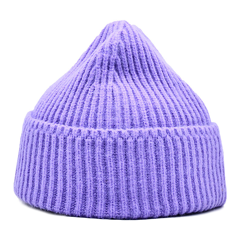 Winter Fashion Multi Colored Large Slouchy Cuffed Men Knit Hat Unisex Purple Beanie Hats