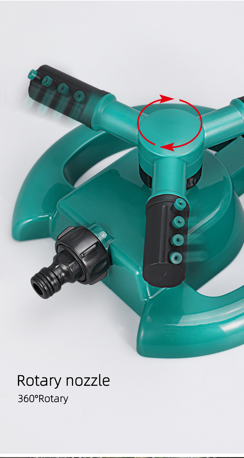 Automatic Watering Grass Lawn 3 Arms Nozzles Garden Sprinkler with Female Connection