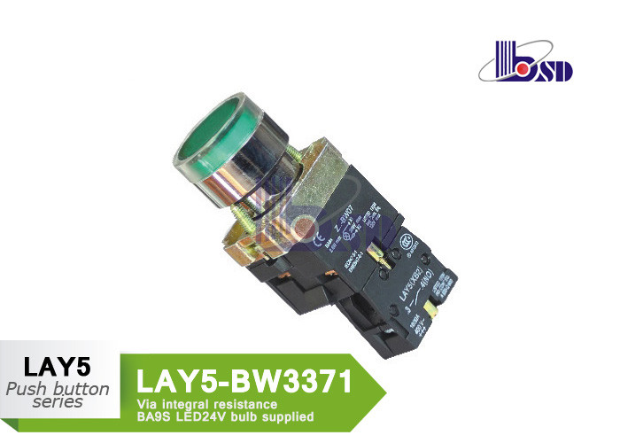 660V Green Flat Momentary Switch Via Integral Resistance LAY5（XB2）-BW3371