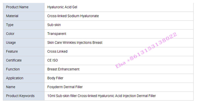 Fosyderm Injectable Dermal Filler Subskin Breast Buttock Enlargement 10ml 20ml