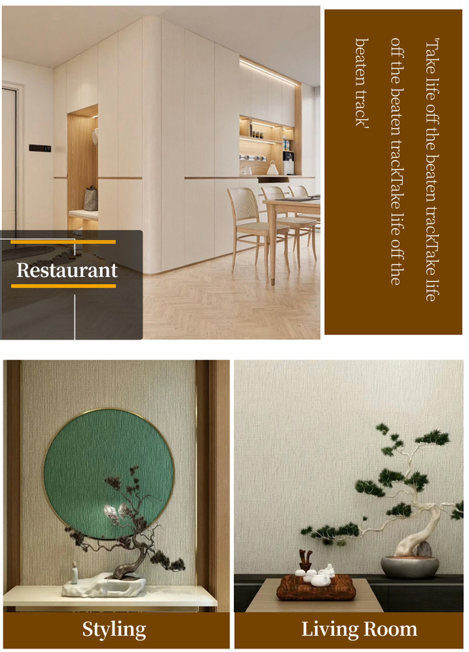 1.22m Wide Wood Veneer Bamboo Charcoal Fabric Texture 3D PVC Kitchen Wall Panels