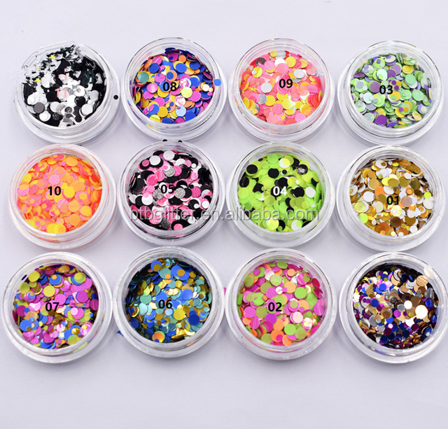 Excellent Nail Art Effect Glitter Black White Dots Mixed Glitter with Polyester Material