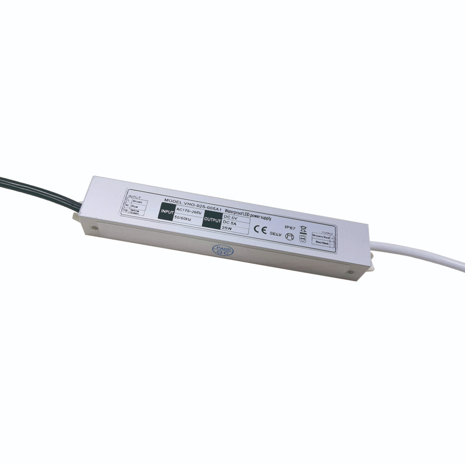 240v Ac To 5 Volt Dc Constant Voltage Slim LED Driver 25w Waterproof 5a 5v Power Supply
