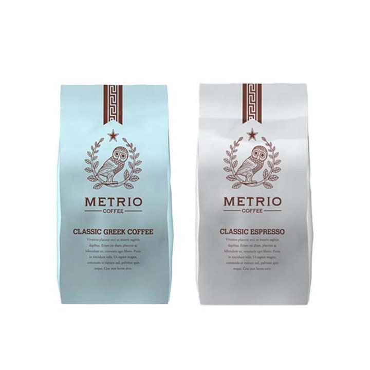 Custom Printed Stand Up Pouch Coffee Bag Flat Bottom Coffee Packaging Bag Pouch With Zipper