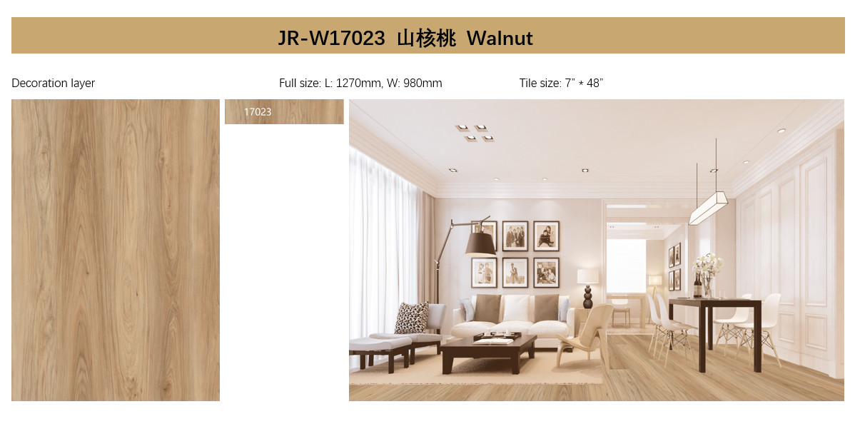 6mm Water Resistant Vinyl SPC Click Flooring Scratch Proof Anti Skid GKBM JR-W17023