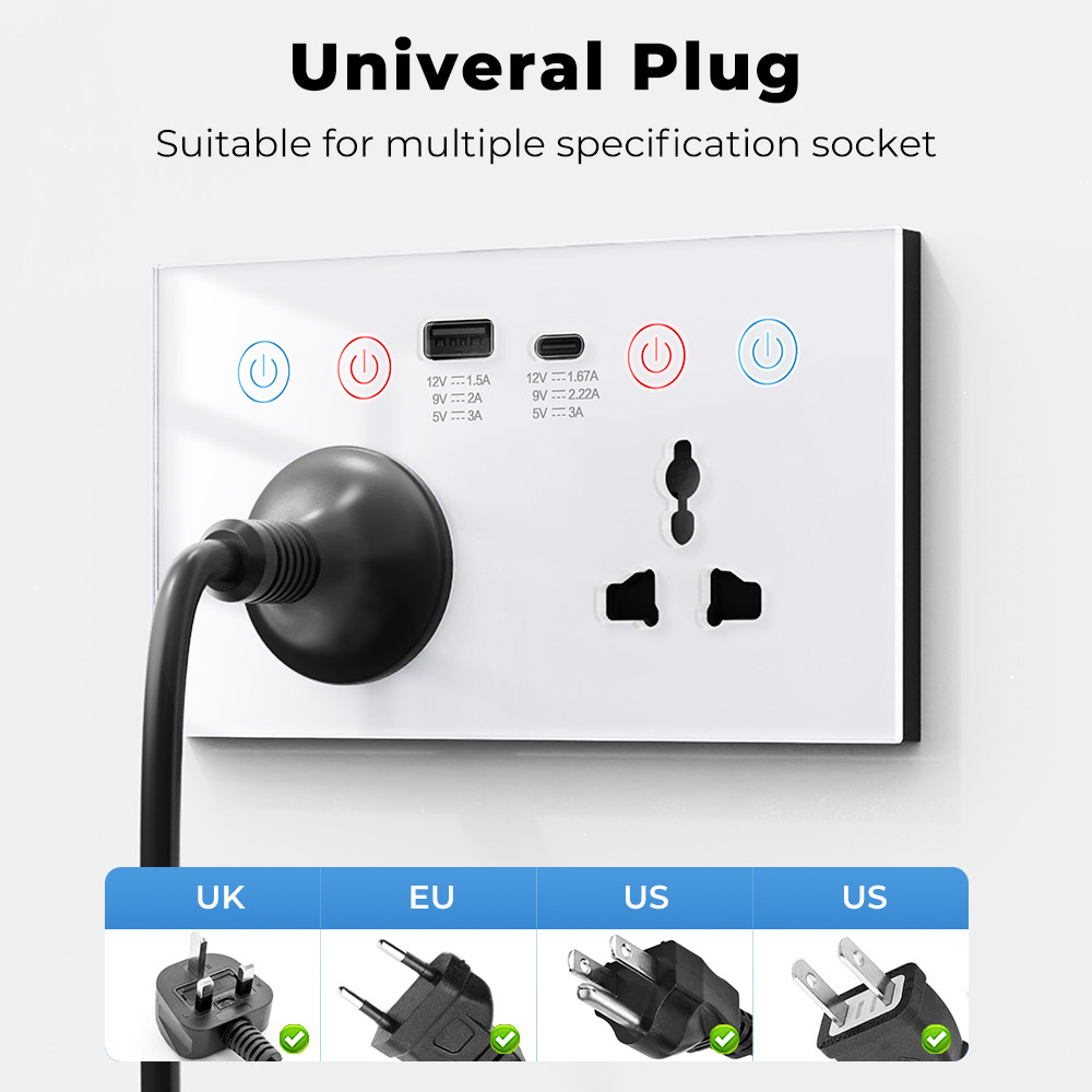 Tuya Smart Wall Socket voice control WIFI Alexa Power Monitor Home Automation US EU UK Plug USB Type-C socket 10A