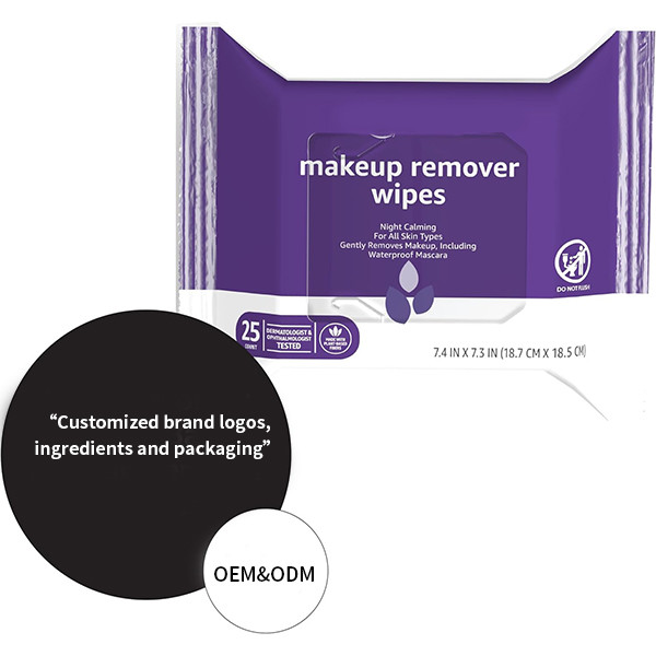 25 Count Fragrance Free Makeup Wipes Skin Care Non Comedogenic Face Wipes Customized