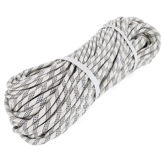 White 6 - 10mm Double Braid Polyester Rope 3/8 In With Red Tracers
