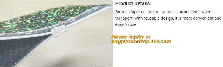 Holographic Factory Shiny gold Cosmetic bag Zipper Bubble Bag zip-lock Slider Padded Mailer metallic bubble zipper bagea