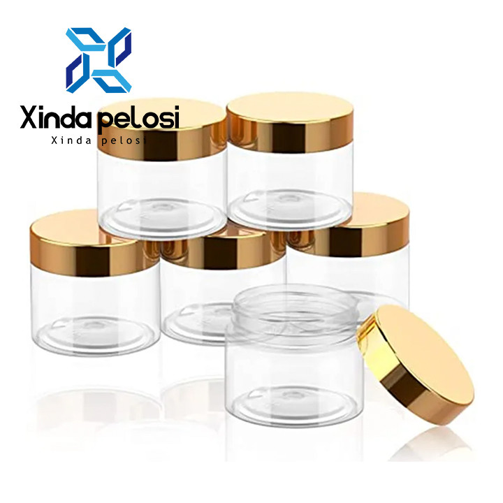 30ml 1 Oz Plastic Cosmetic Jars With Lids Gold Empty Containers Biodegradable