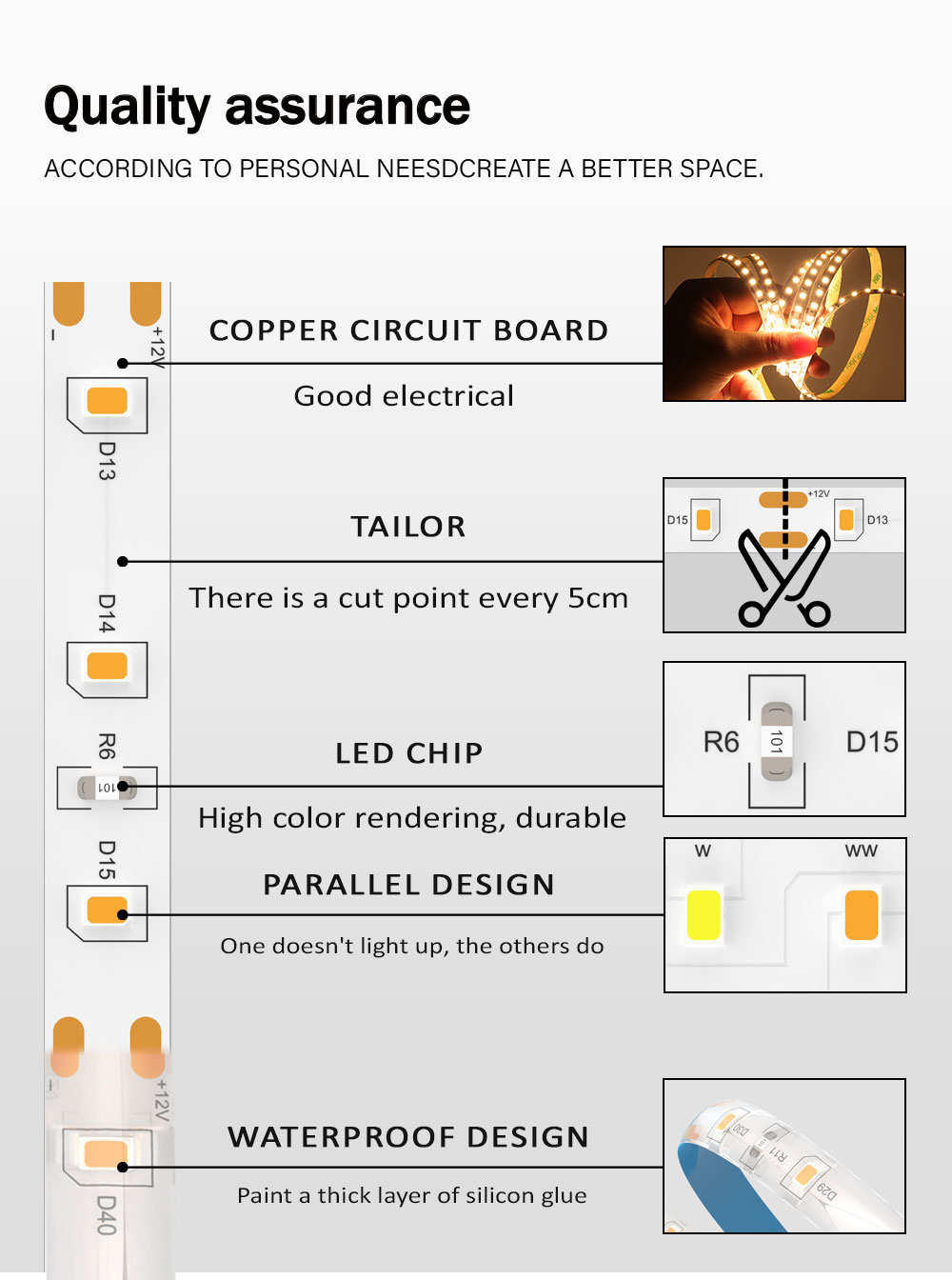 8mm 120leds 3000K Warm White Electroplate Board SMD2835 Led Strip Light for Indoor decoration DC12V24V