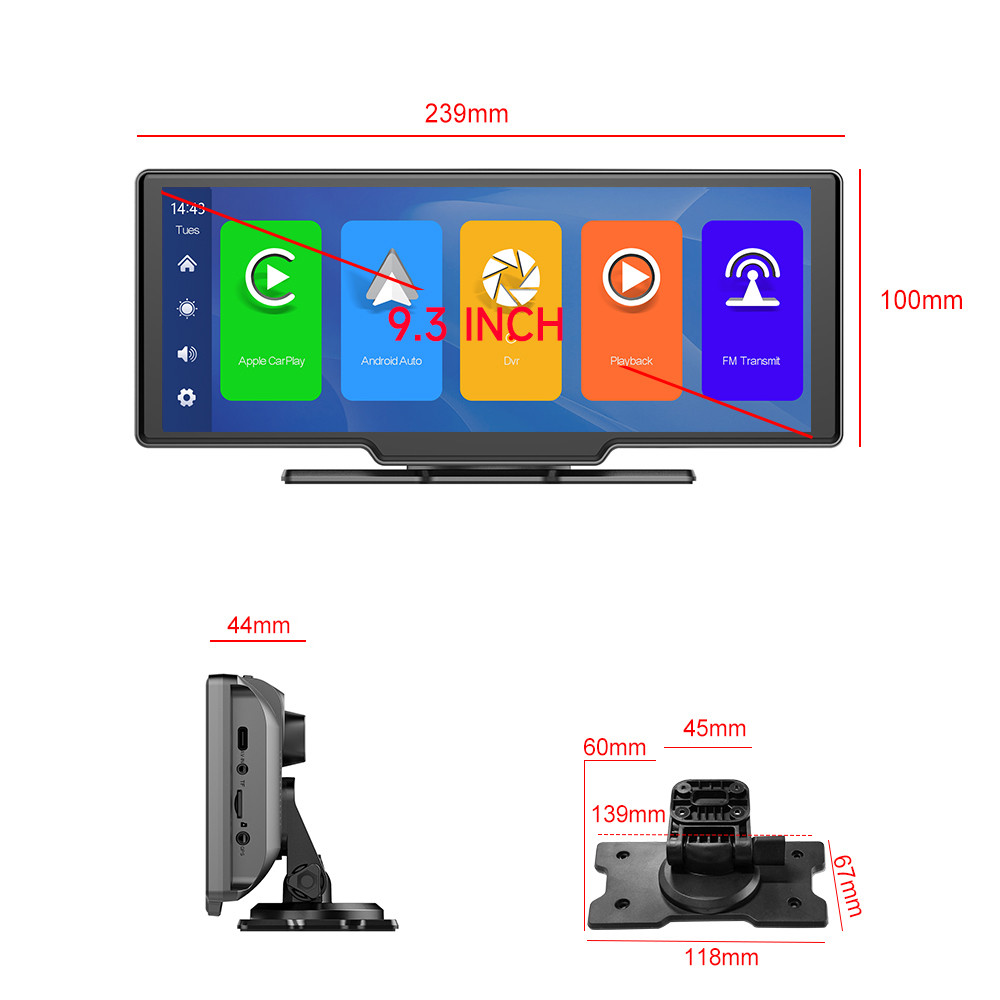 10" AHD1080P Rearview Wifi Car Play Dashboard Media Player GPS Navigation
