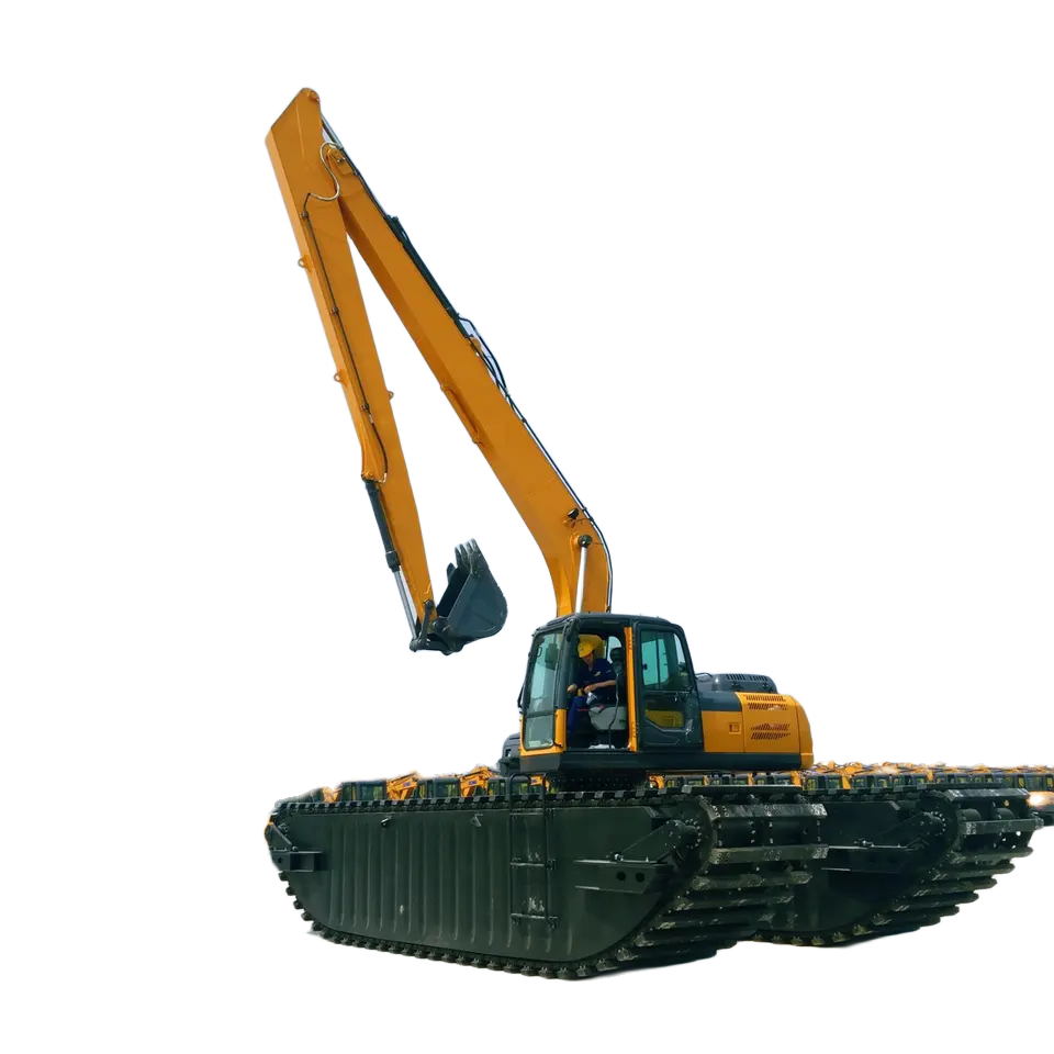 Universal Amphibious Excavator Pontoon for Swamp Canal Digging