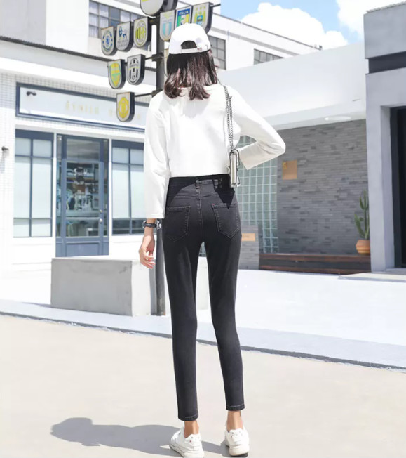 Heavy Washed Tencel Black Denim Pants 95 Percent Cotton 5 Percent Elastane