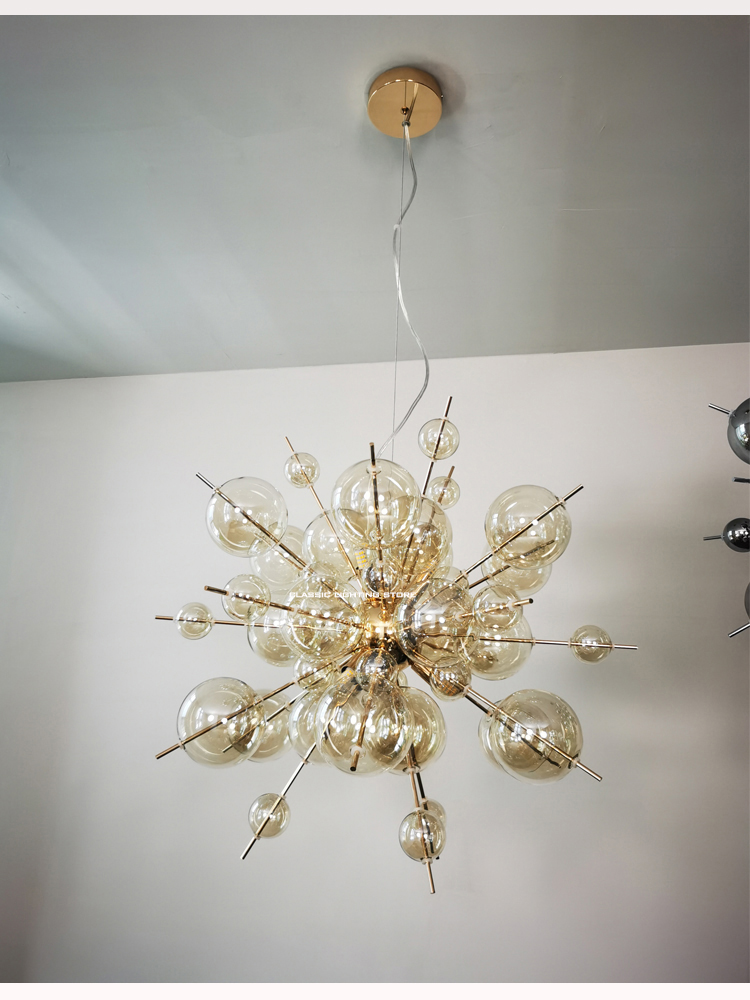 Nordic Led Home Decoration Chandelier Modern Sea Urchin Dandelion Glass Ball Pendant Lamp(WH-GP-180)