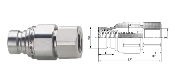 5000psi Hydraulic Quick Couplings Iso Series Iso 16028-cb-sp-6fn