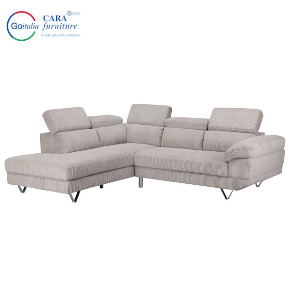 NO Inflatable Wood Frame Fabric Cover L Shape Sofa for Modern Nordic Style Living Room