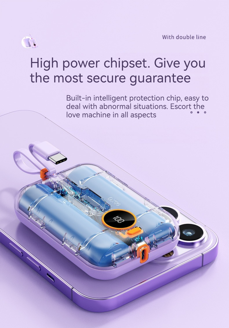 Type C Output Interface Portable 10000mAh Power Bank for Outdoor Charging and Devices