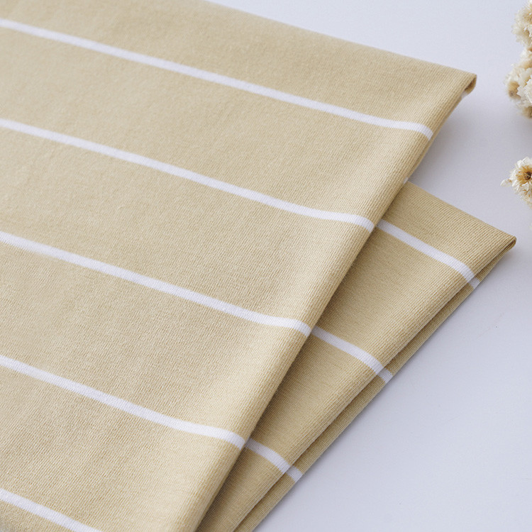 Skin Friendly Plain Jersey 175gsm Striped Knit Cotton Fabric For T Shirt
