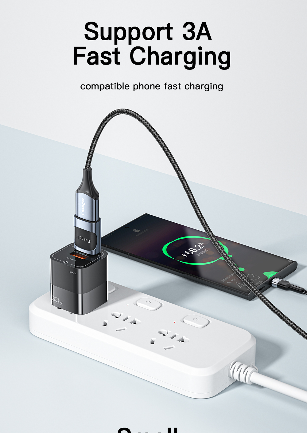 Essager 2022 Xuankong Small 3A Fast Charging USB Female to Type-C Male OTG Adapter USB 3.0 Adaptor for Multiple Devices