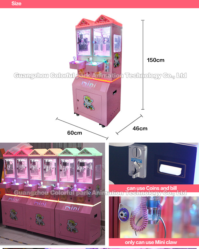 Jewelry Claw Crane Machine 110w With Two Seats Height Adjustable
