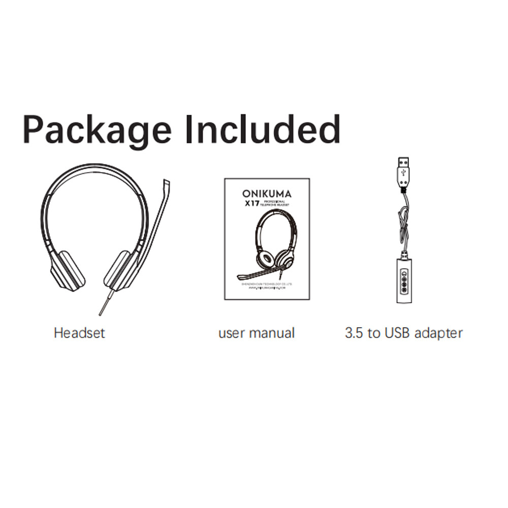 ONIKUMA X17 Over Ear Wired call center Headsets Headphones with Mic RGB Light