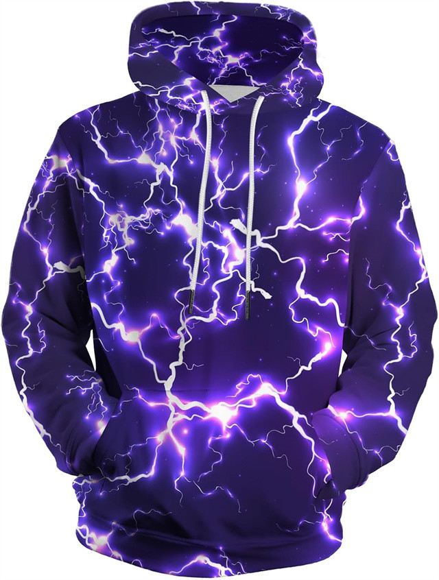 Unisex New Men's Novelty Hoodies Cool Lightning Graphic Hoody Fleece Pullover Hooded Sweatshirts
