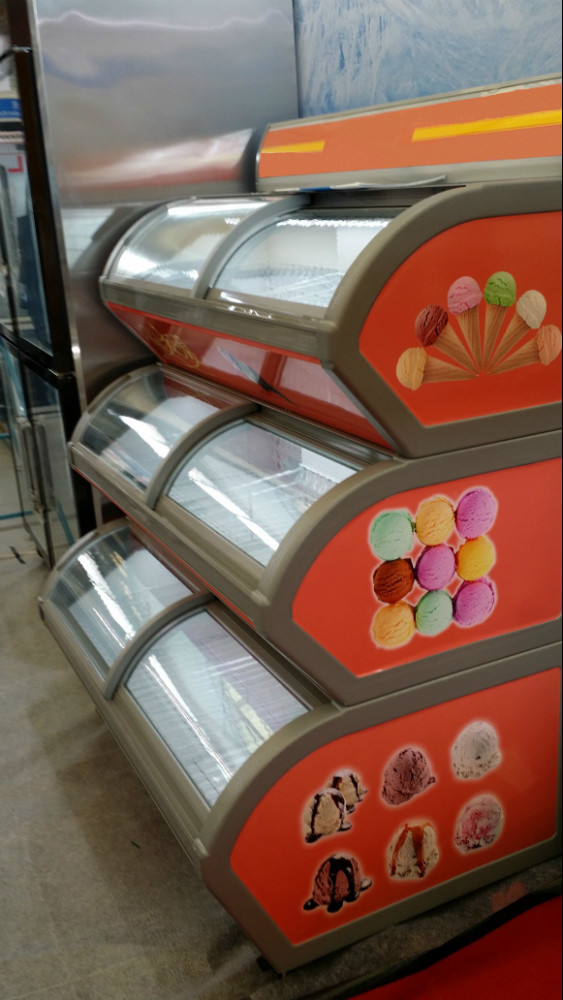 -22 Degree Ice Cream Display Freezer With 3 Cabinet Low Noise