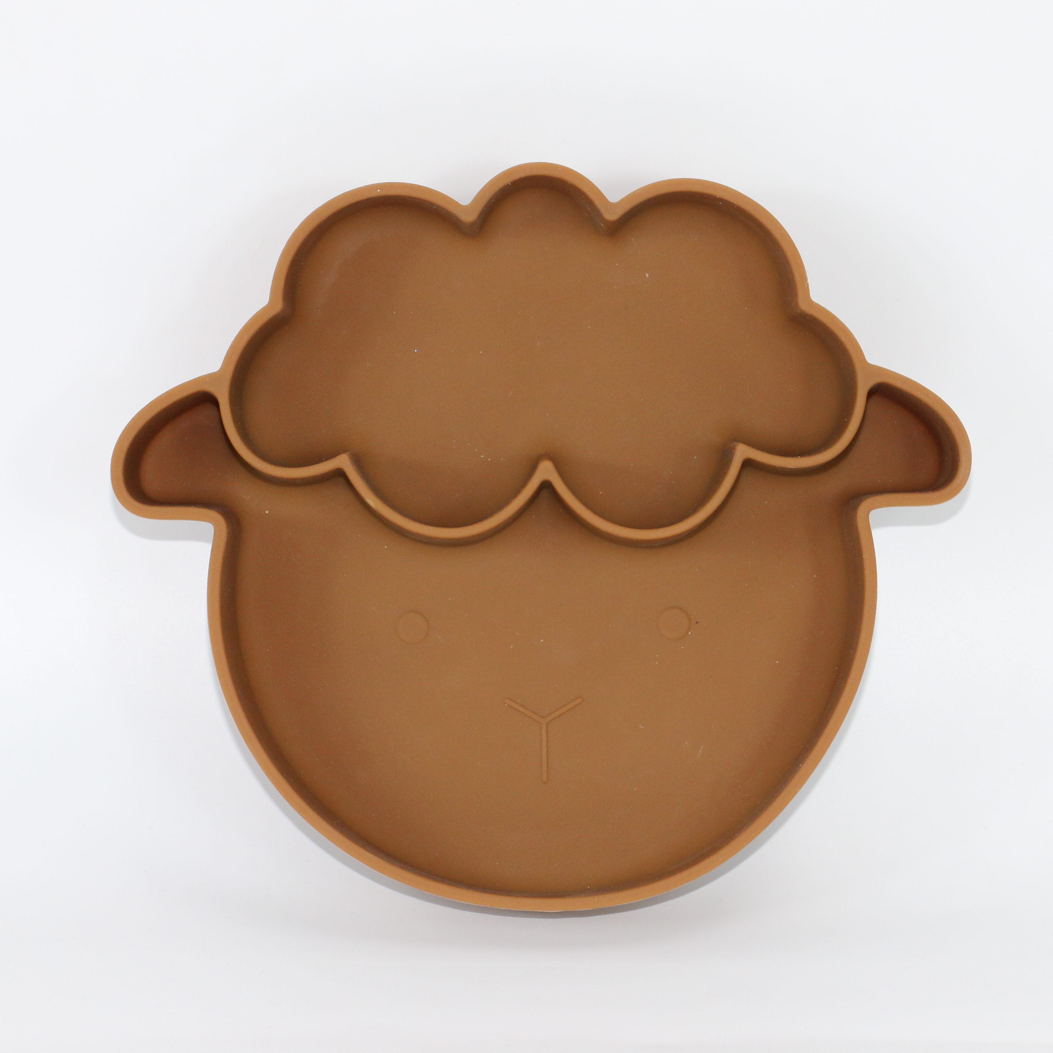 Multiple Colors Non Slip Toddler Silicone Plates With Sheep Style Suction Type