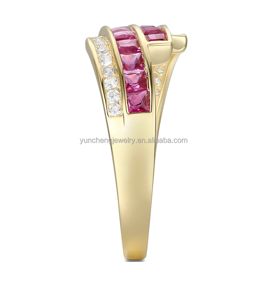 Prong Setting Emerald Ruby Women'S Diamond Statement Rings Size 6- Size 10